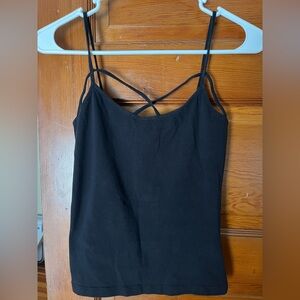 Strappy women’s size small black crop tank top